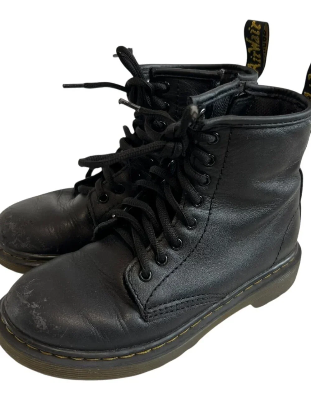 Dr Martens Boots 1460 J black leather zip up kids size 1 combat docs